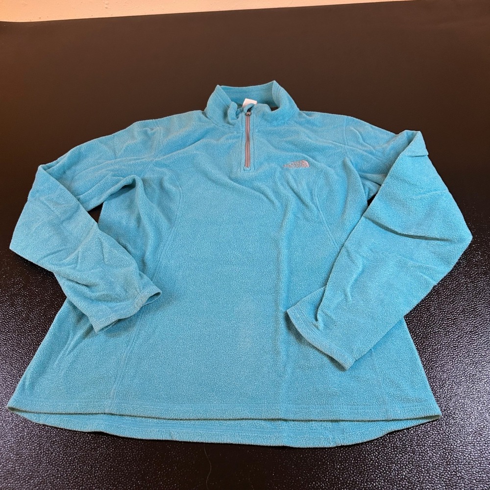 North Face Fleece Pullover Quarter Zip Lightweight Activewear Blue Womens Medium